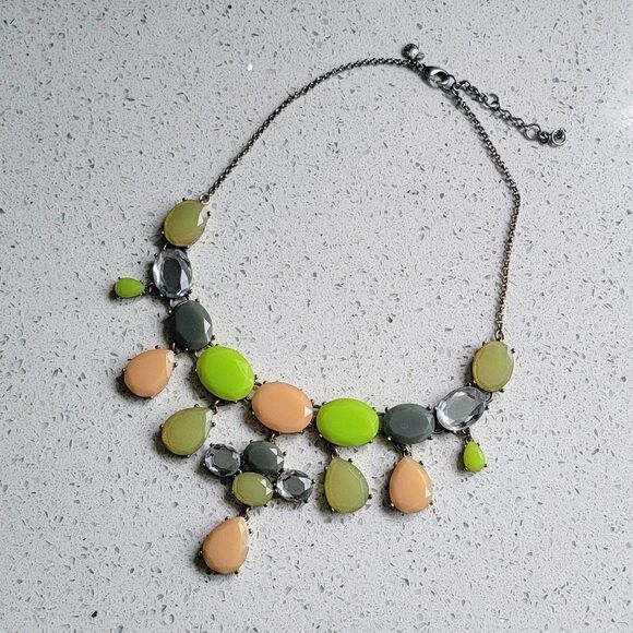 COPY - J. Crew Peachy Keen Lime Green Bib Statement Jewel Crystal Dangling Neck… - Picture 8 of 10